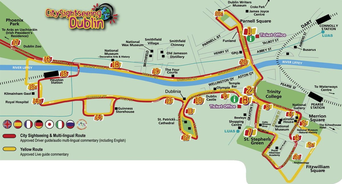 เมืองเที่ยวชมสถานที่ดับลินแผนที่