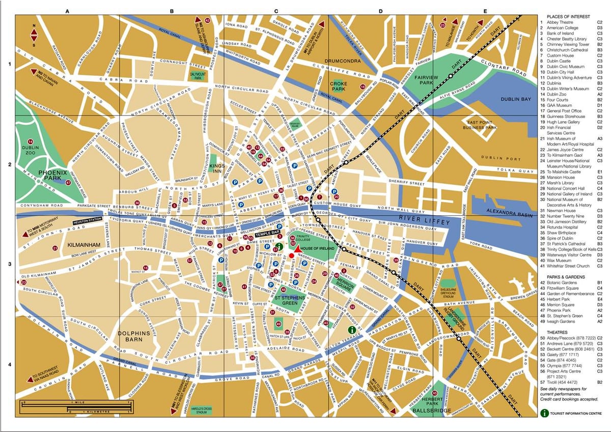 แผนที่ดับลินศูนย์กลางเมือง