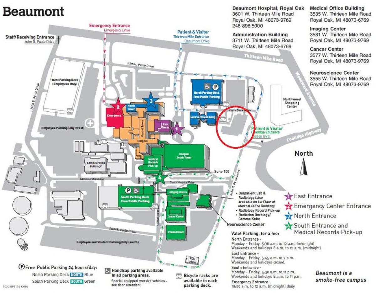 แผนที่ของ Beaumont โรงพยาบาล