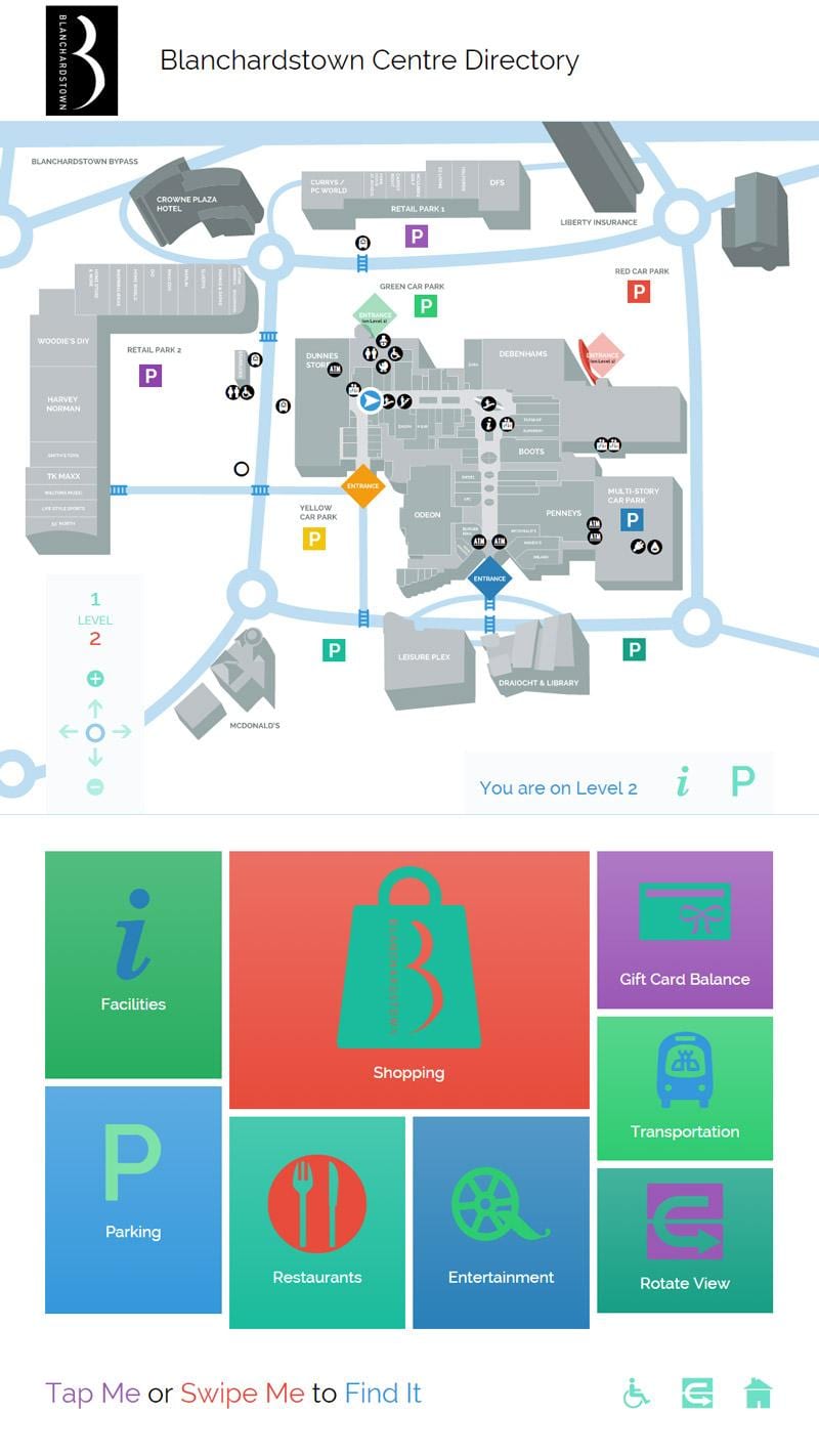 แผนที่ของ Blanchardstown ซื้อของศูนย์กลาง