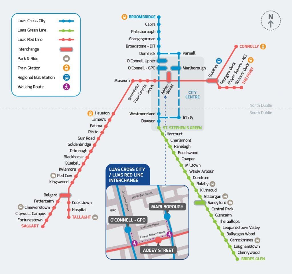 Luas ข้ามเมืองบนแผนที่เส้นทาง