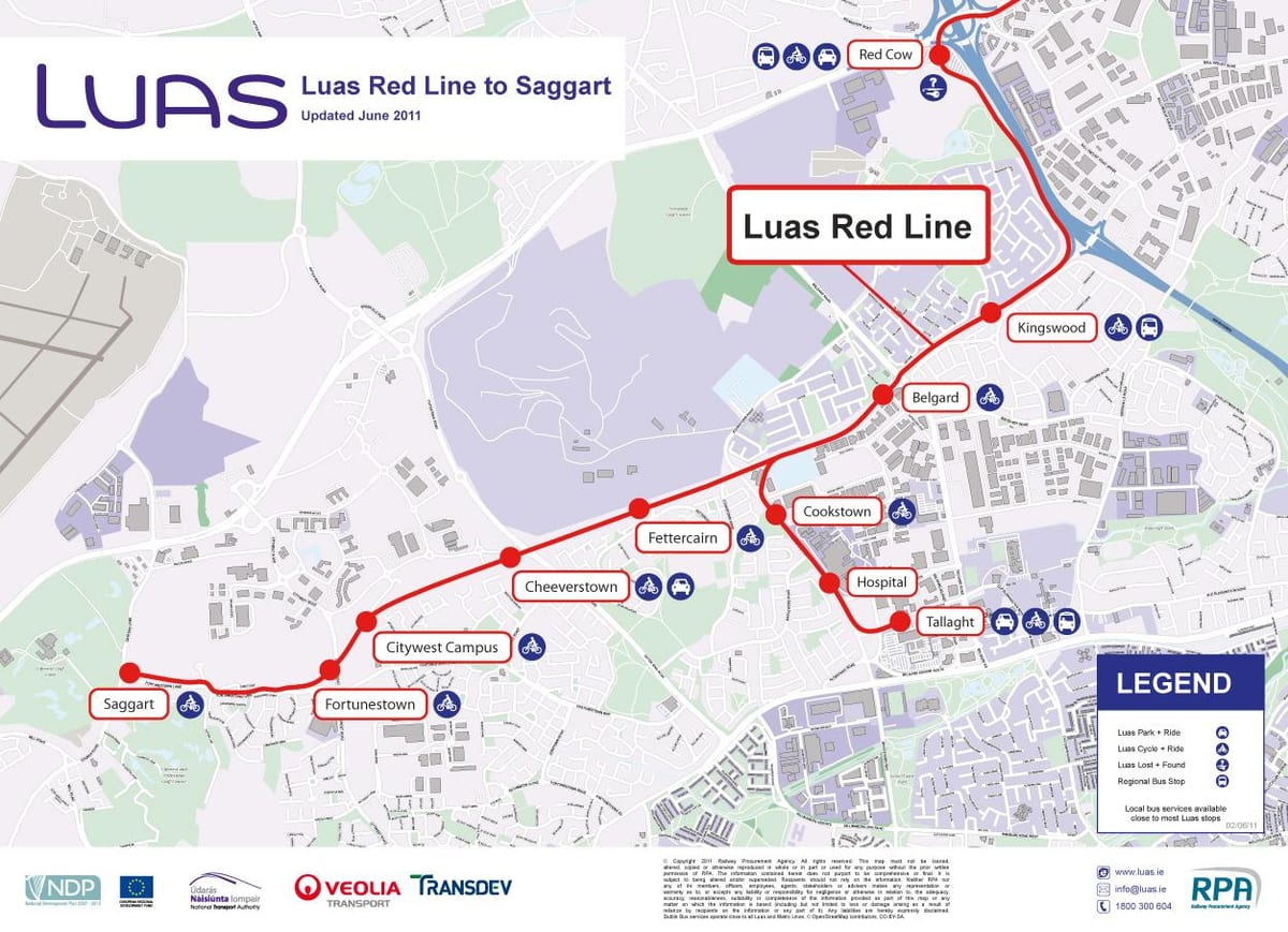 ดับลิน Luas แผนที่